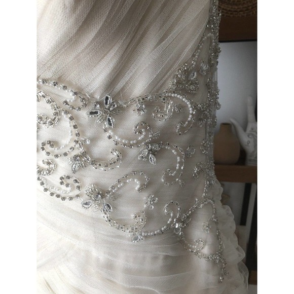 Essence of Australia size 10 French Tulle Satin Diamante mermaid Wedding Dress - Picture 7 of 12